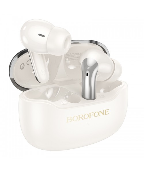 Borofone FQ1 Plus Shine In-ear Bluetooth Handsfree Ακουστικά με Θήκη Φόρτισης Λευκά