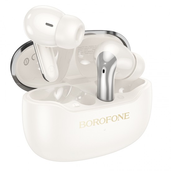 Borofone FQ1 Plus Shine In-ear Bluetooth Handsfree Ακουστικά με Θήκη Φόρτισης Λευκά