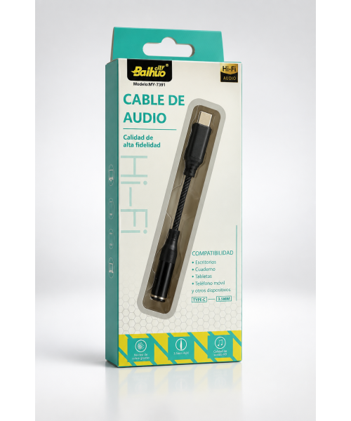 Bathlo City MY-7391 USB Type-C σε 3.5mm Audio Adapter Καλώδιο Ήχου Hi-Fi – Μαύρο