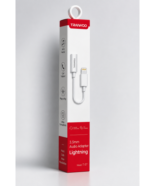 TRANYOO T-E7 Lightning to 3.5mm Audio Adapter Αντάπτορας Ακουστικών με Hi-Fi Ήχο – Λευκό
