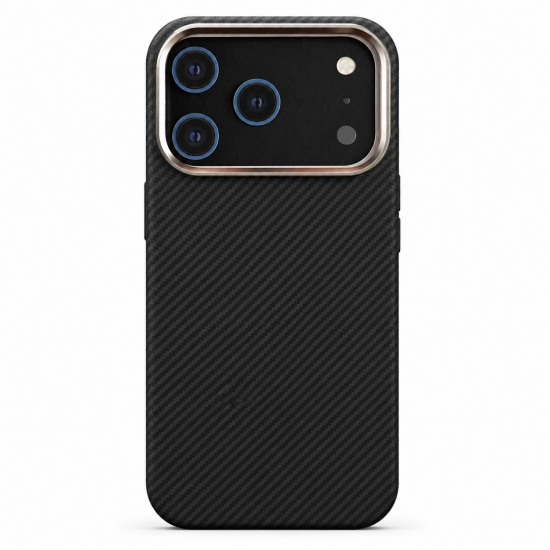 Black Carbon Fiber Phone Case with Enhanced Camera Protection iphone 17 pro