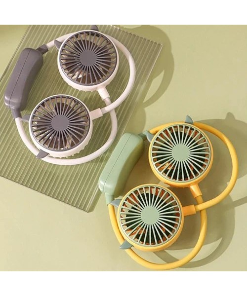 Φορητό Επαναφορτιζόμενο Ανεμιστηράκι MY -7460Λαιμού με αυτακία - Λευκό-Γκρι