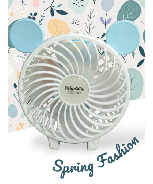 Taigexin TGX -203 Mini Fan Ανεμιστηράκι Χειρός Μπαταρίας -Γαλαζίο
