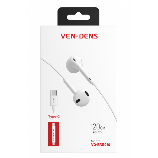 VEN-DENS Ακουστικά VD-EAR010 με βύσμα  Type c - λευκό