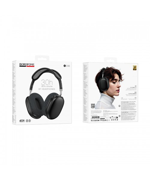 Borofone BO36 Tone Ασύρματα / Ενσύρματα Over Ear Ακουστικά με 30 ώρες Λειτουργίας Μαύρα