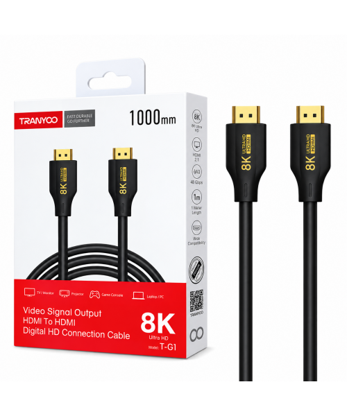 TRANYOO T-G1 Καλώδιο HDMI 2.1 8K 60Hz HDMI σε HDMI – 1m Μαύρο