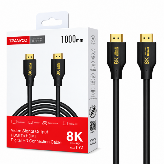 TRANYOO T-G1 Καλώδιο HDMI 2.1 8K 60Hz HDMI σε HDMI – 1m Μαύρο