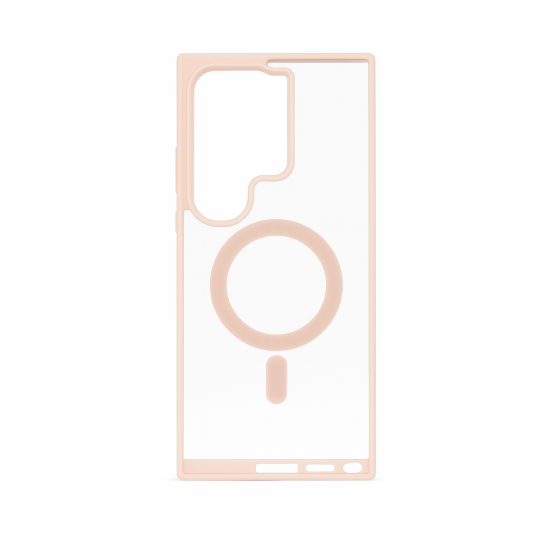 Διάφανη Θήκη Σιλικόνης με Υποστήριξη MagSafe Samsung S24 Ultra – Ροζ 