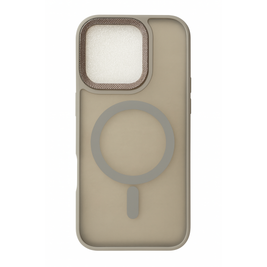 Θήκη Σιλικόνης με Υποδοχή MagSafe για iPhone  16 pro– Γκρί Χρώμα με Μεταλλική Ενίσχυση Κάμερας