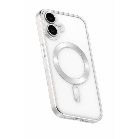Obastyle Back Cover Θηκη Σιλικονης Με Τζαμακι Καμερας Και Magsafe (Iphone 16 )Ασημί