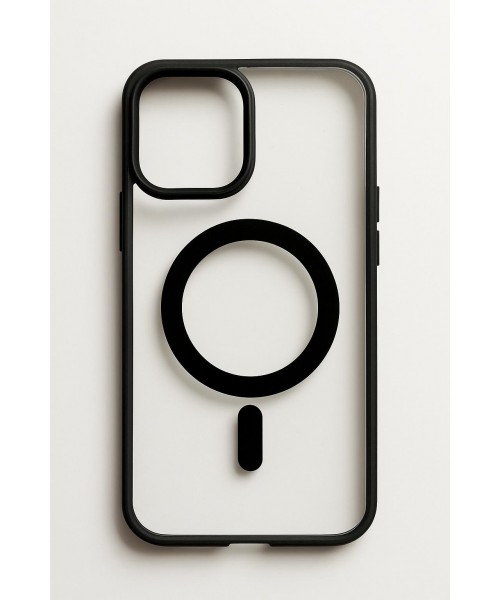 Διαφανής θήκη σιλικόνης με υποστήριξη MagSafe για iPhone 15 pro max - Μαύρο