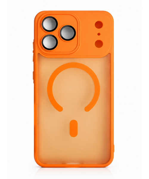 Θήκη iPhone 18 Pro Magnetic Ring – Πορτοκαλί Διάφανη Προστατευτική Θήκη με MagSafe