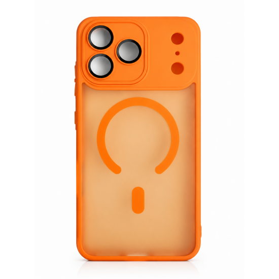Θήκη iPhone 18 Pro Magnetic Ring – Πορτοκαλί Διάφανη Προστατευτική Θήκη με MagSafe