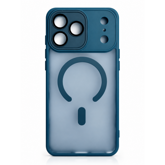 Θήκη iPhone 18 Pro Max Magnetic Ring – Μπλέ Διάφανη Προστατευτική Θήκη με MagSafe