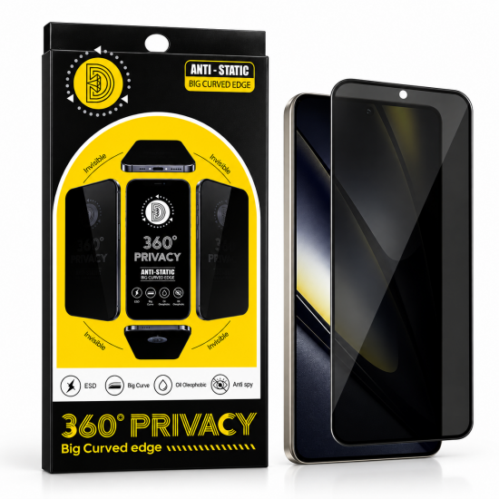 Privacy Tempered Glass 360° για Xiaomi Redmi Note 15 Pro – Full Cover Anti-Spy