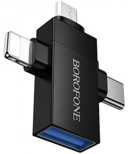 Borofone BV26D Μετατροπέας Lightning / USB-C / micro USB male σε Lightning / micro USB male 1τμχ