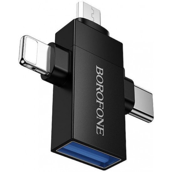 Borofone BV26D Μετατροπέας Lightning / USB-C / micro USB male σε Lightning / micro USB male 1τμχ