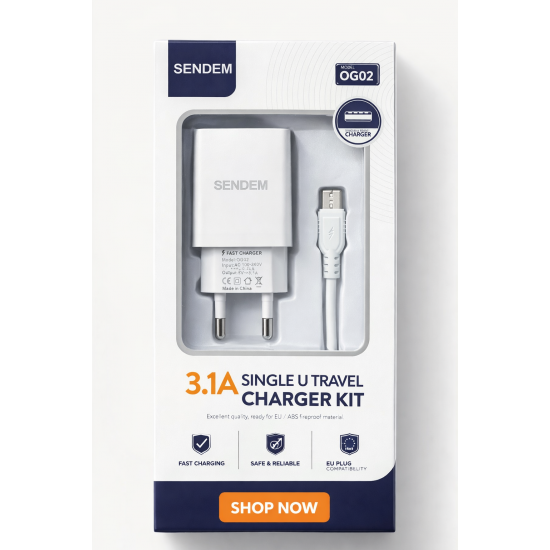 SENDEN OG02 – Φορτιστής Τοίχου USB Ταχείας Φόρτισης 3.1A Type c