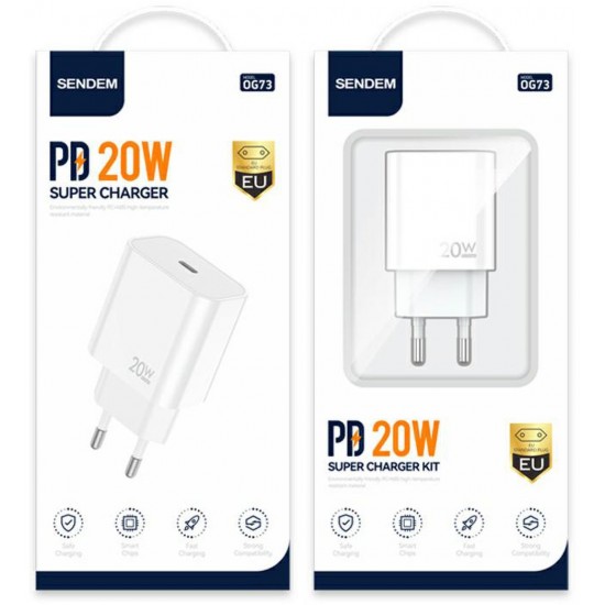 SENDEM PD20W adapter with Type c plug model OG73 SENDEM PD20W adapter with Type c plug model OG73