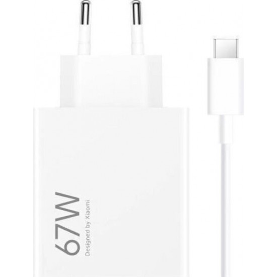 Xiaomi Φορτιστής με Θύρα USB-A και Καλώδιο USB-C 67W Power Delivery Λευκός (HyperCharge Combo BHR9465EU)