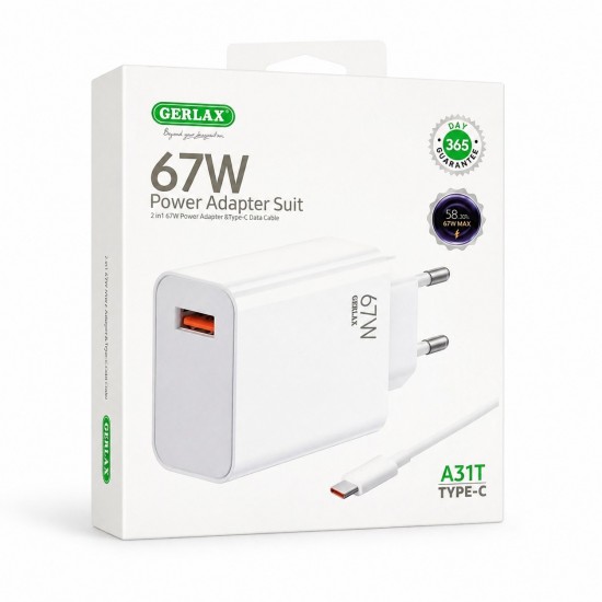 GERLAX 67W Power Adapter Suit – Γρήγορη Φόρτιση με Καλώδιο Type-C -A31T
