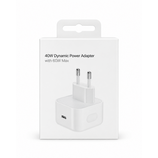 40W Dynamic Power Adapter με 60W Max – USB-C Φορτιστής Ρεύματος EU Plug Λευκό