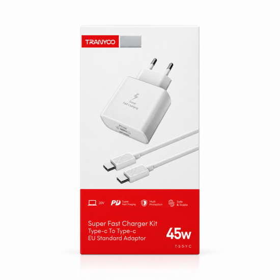 TRANYOO T-SA7C Super Fast Charger 45W PD με Καλώδιο USB-C σε USB-C