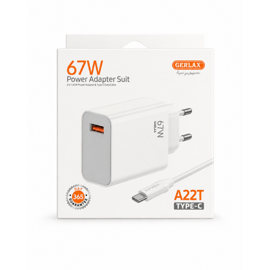 GERLAX 67W Power Adapter Suit με Καλώδιο Type-C – A22T