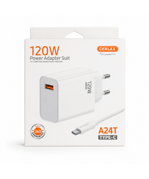 GERLAX A24T Φορτιστής 120W με Καλώδιο Type-C – Power Adapter Suit