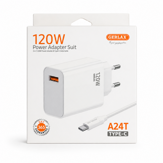 GERLAX A24T Φορτιστής 120W με Καλώδιο Type-C – Power Adapter Suit