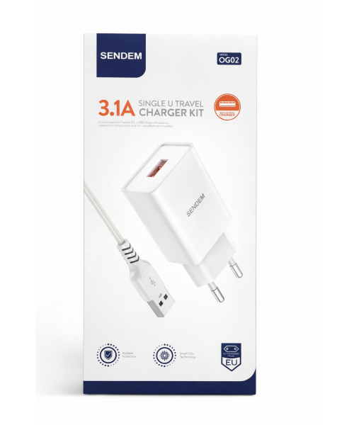 SENDEN OG02 – Φορτιστής Τοίχου USB Ταχείας Φόρτισης 3.1A Type c