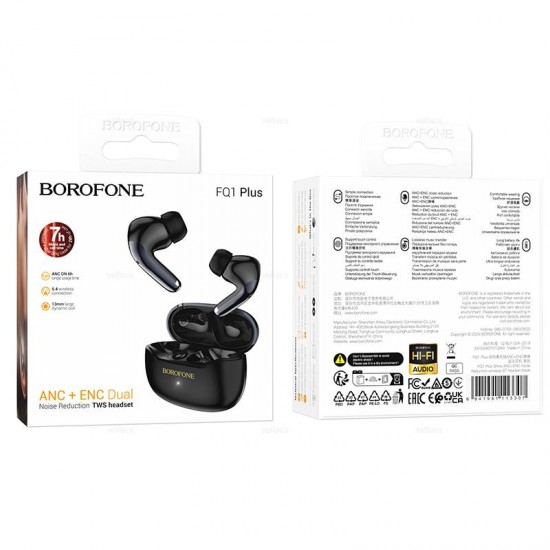Borofone FQ1 Plus Shine In-ear Bluetooth Handsfree Ακουστικά με Θήκη Φόρτισης -Μαύρο Borofone FQ1 Plus Shine In-ear Bluetooth Handsfree Ακουστικά με Θήκη Φόρτισης -Μαύρο