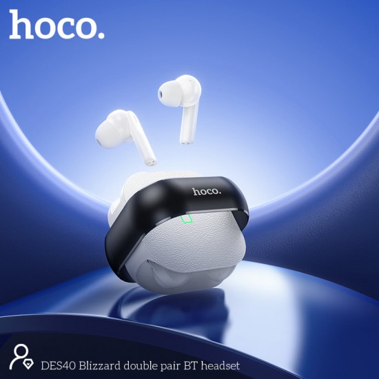 Hoco DES40 In-ear Bluetooth Handsfree Ακουστικά με Θήκη Φόρτισης Ασημί