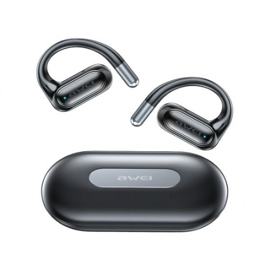 Awei T93 Open Ear Bluetooth Handsfree Ακουστικά με Αντοχή στον Ιδρώτα και Θήκη Φόρτισης Μαύρα