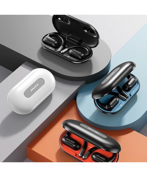 Awei T93 Open Ear Bluetooth Handsfree Ακουστικά με Αντοχή στον Ιδρώτα και Θήκη Φόρτισης Μαύρα