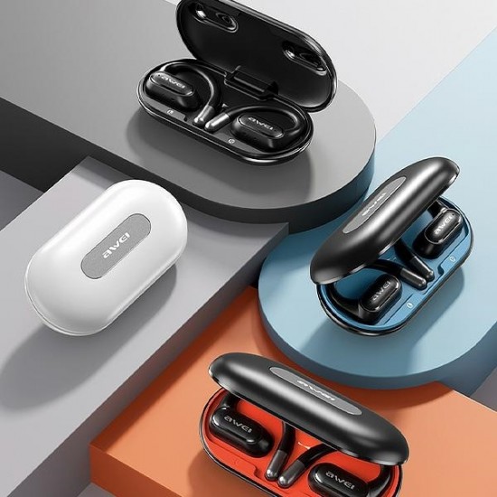 Awei T93 Open Ear Bluetooth Handsfree Ακουστικά με Αντοχή στον Ιδρώτα και Θήκη Φόρτισης Μαύρα