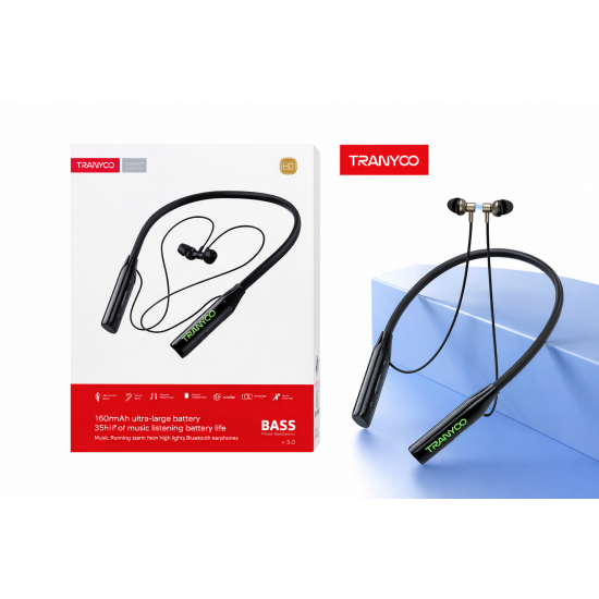 Ασύρματα Ακουστικά Λαιμού Bluetooth Tranyoo TM31 με Δυνατό BASS & Μεγάλη Διάρκεια Μπαταρίας
