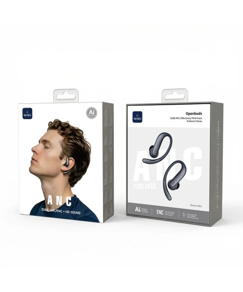 WiWU O502 Open Ear Clip Ασύρματα Bluetooth Ακουστικά με AI Translation – Μαύρα