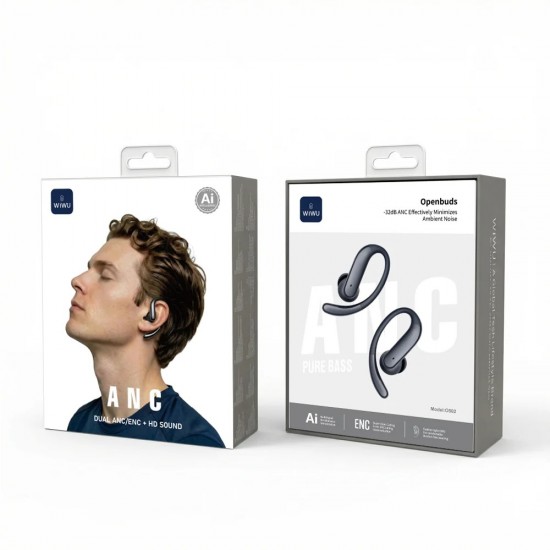 WiWU O502 Open Ear Clip Ασύρματα Bluetooth Ακουστικά με AI Translation – Μαύρα