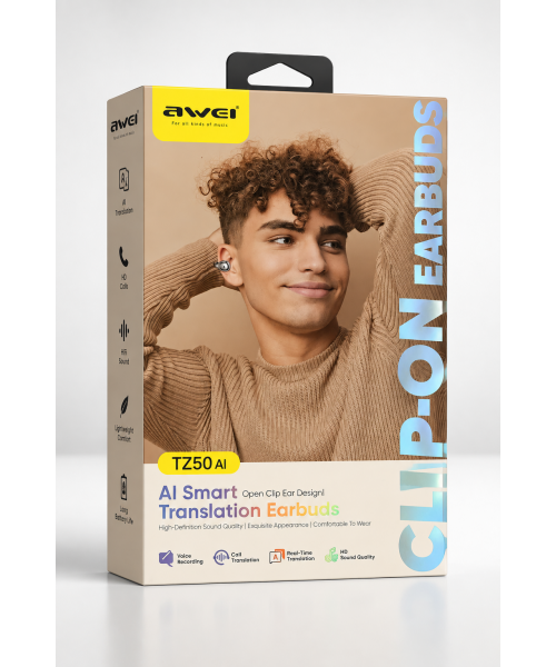 Awei TZ50 AI Smart Translation Open Clip Earbuds Ασύρματα Ακουστικά Bluetooth με AI Μετάφραση – Μαύρα