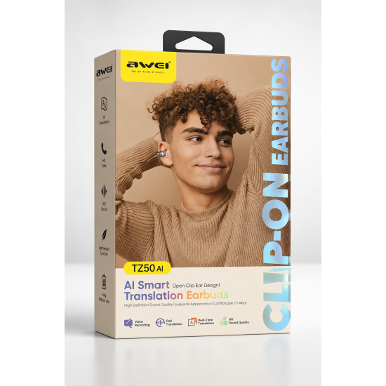 Awei TZ50 AI Smart Translation Open Clip Earbuds Ασύρματα Ακουστικά Bluetooth με AI Μετάφραση – Μαύρα