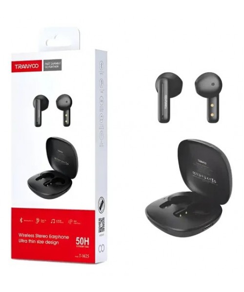 Ασύρματα Bluetooth Ακουστικά Tranuoo  Μαύρο T-M25 με Θήκη Φόρτισης – 50 Ώρες Αυτονομία