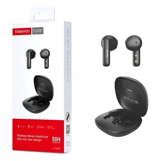 Ασύρματα Bluetooth Ακουστικά Tranuoo  Μαύρο T-M25 με Θήκη Φόρτισης – 50 Ώρες Αυτονομία