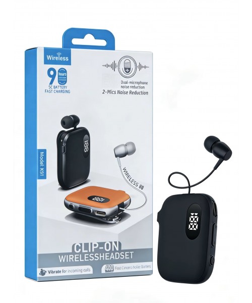 K91 Clip-On Wireless Bluetooth Headset με Dual Microphone Noise Reduction, 9 Ώρες Αυτονομία & Fast Charging – Μαύρο