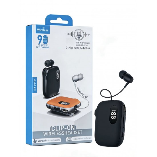 K91 Clip-On Wireless Bluetooth Headset με Dual Microphone Noise Reduction, 9 Ώρες Αυτονομία & Fast Charging – Μαύρο