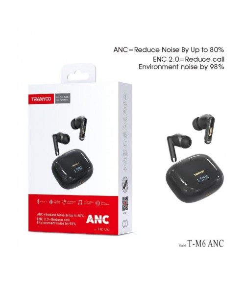 Ασύρματα Ακουστικά Bluetooth Tranyoo T-M6 ANC με Active Noise Cancellation & ENC 2.0 – Μαύρα