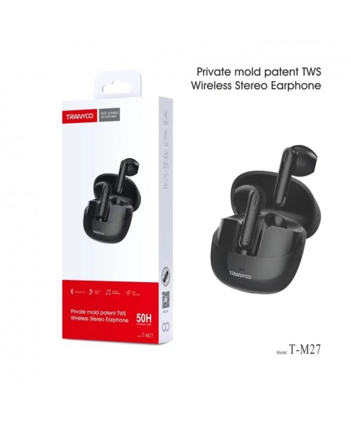 Tranyoo T-M27 Ασύρματα Ακουστικά Bluetooth 5.3 TWS με Θήκη Φόρτισης – Μαύρα