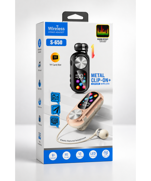 Wireless Stereo Headset S-650 Ασύρματα Ακουστικά Bluetooth με LED Οθόνη & TF Card – Μαύρα