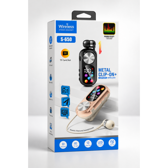 Wireless Stereo Headset S-650 Ασύρματα Ακουστικά Bluetooth με LED Οθόνη & TF Card – Μαύρα