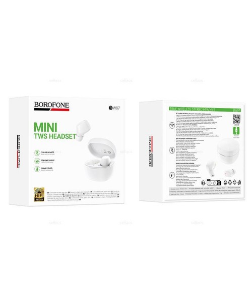 Borofone BW97 Mini TWS Ασύρματα Ακουστικά Bluetooth με Θήκη Φόρτισης.